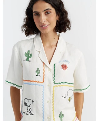 Chinti and Parker Women's & Linen-Cotton Peanuts Vacation Shirt