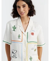 Chinti and Parker Women's & Linen-Cotton Peanuts Vacation Shirt