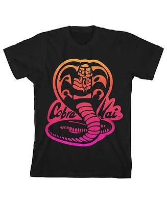 Cobra Kai Neon Logo Boy's Black T-Shirt