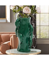 LuxenHome Marine Green Ceramic Fish 12.2-Inch Tall Vase
