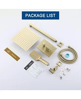 12-inch Rainfall Shower System with Handheld Shower Head Bathroom Faucet Set Wall-Mounted Shower Head with Value, Brushed Gold