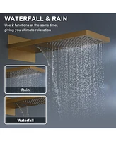 22-inch Rain Shower Head with Handheld System Body Jets Waterfall Trim Kit