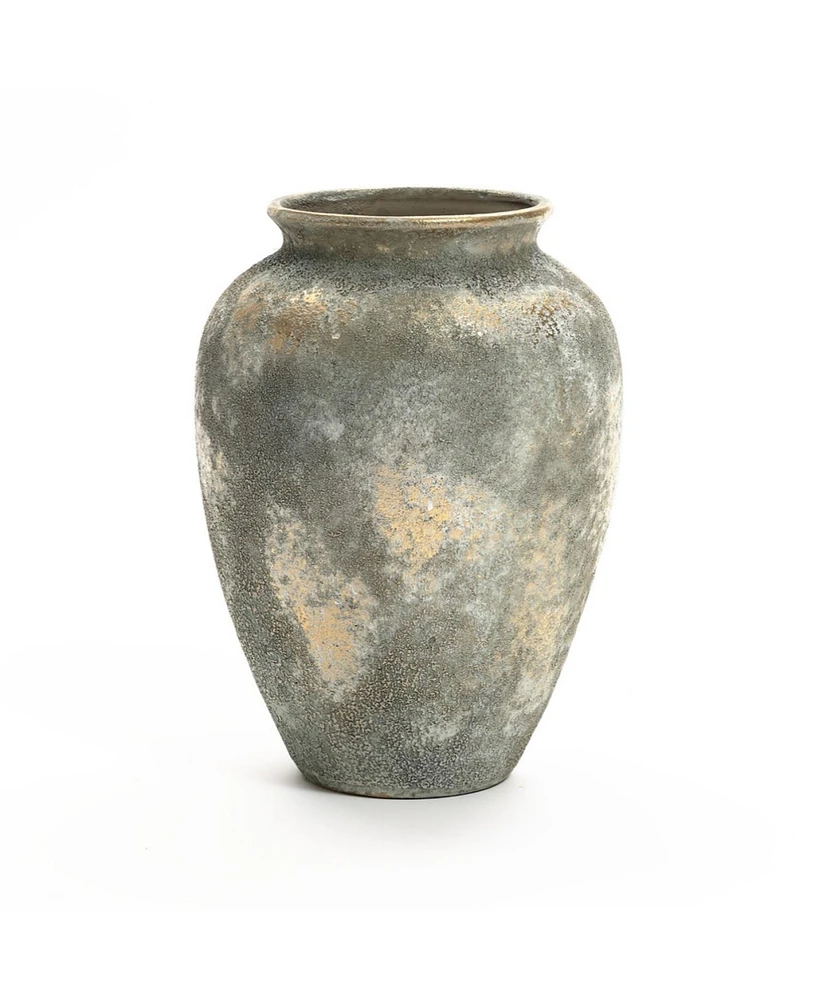 LuxenHome Rustic Gold and Brown Terracotta 13.6-Inch Tall Urn Vase
