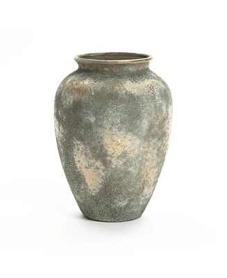 LuxenHome Rustic Gold and Brown Terracotta 13.6-Inch Tall Urn Vase