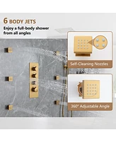 3 Functions Luxury Shower System 64 Color Changeable Led Ceiling Shower Head with Handheld Shower and Body Jets