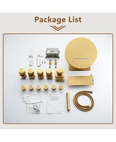 4 Functions Diy Shower Faucet Set Free Combination Main Body Ceiling Rain Shower Head with Handheld Shower and Side Body Jets, Matte Black