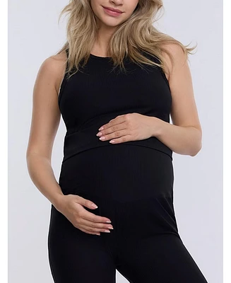 Women's Crew Neck Racerback Cropped Maternity Tank - Motherhood