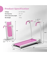 Foldable Treadmill, Freestanding Easy Assembly Folding Treadmill with 12 Preset Programs, Lcd Monitor, Built-in Wheels & Pulse Sensor, Portable Compac