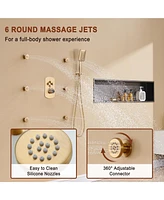 4 Function Luxury Shower System with Body Jets and Handheld alancing Valve Rainfall Head, Matte Black