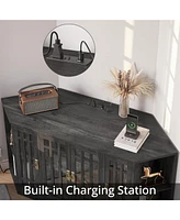 Corner Tv Stand for TVs up to 60 Inch with Power Outlet