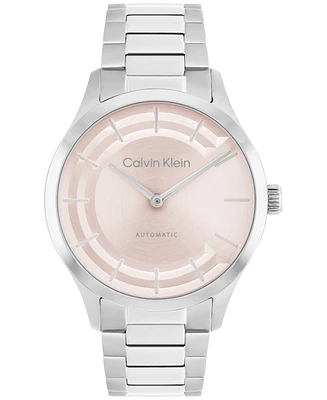 Calvin Klein Women's Iconic Automatic Silver Tone Stainless Steel Bracelet Watch, 36mm