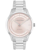 Calvin Klein Women's Iconic Automatic Silver Tone Stainless Steel Bracelet Watch, 36mm