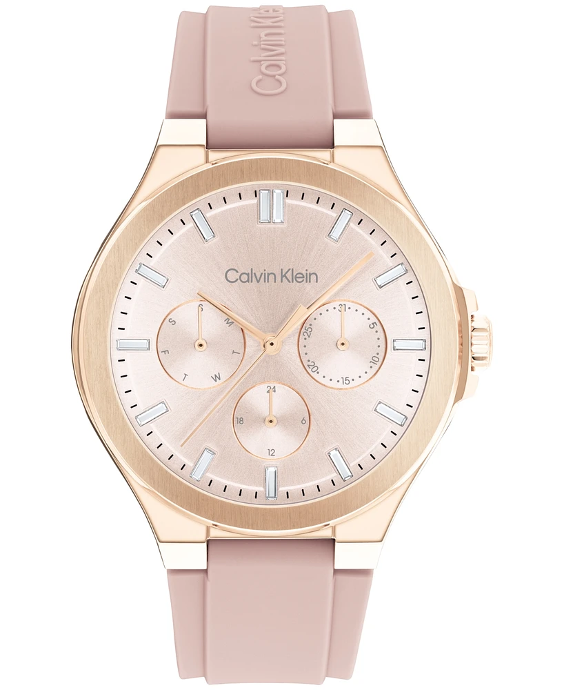 Calvin Klein Women's Vibrancy Blush Silicone Strap Watch, 38mm