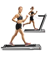 2-in-1 Folding Walking Pad Treadmill with Dual Led Display