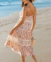 Women's Blushing Bouquet Floral Midi Beach Dress