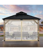Aoodor Universal 12 x 12 ft. Gazebo Replacement Mosquito Netting Screen 4-Panel Sidewalls with Double Zipper (Only Netting)