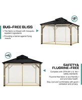 Aoodor Universal 12 x 12 ft. Gazebo Replacement Mosquito Netting Screen 4-Panel Sidewalls with Double Zipper (Only Netting)