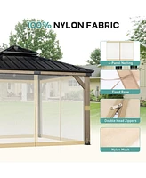 Aoodor Universal 12 x 12 ft. Gazebo Replacement Mosquito Netting Screen 4-Panel Sidewalls with Double Zipper (Only Netting)
