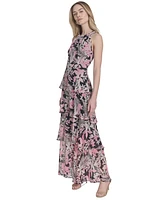 Tommy Hilfiger Women's Floral Ruffle-Tiered Halter Maxi Dress