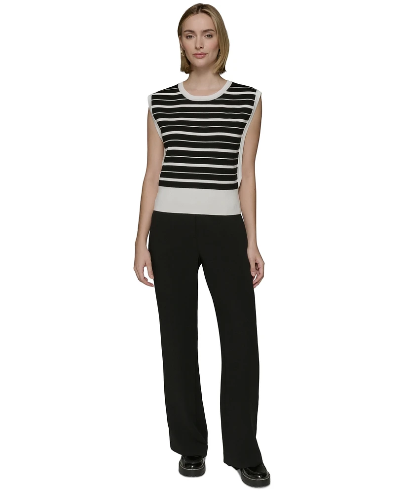 Karl Lagerfeld Paris Petite Striped Sleeveless Sweater