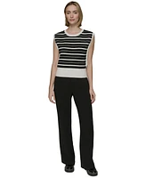 Karl Lagerfeld Paris Petite Striped Sleeveless Sweater