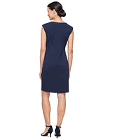 Sl Fashions Women's Hardware-Trim Side-Pleated Dress
