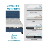 Boyd Sleep Luxe Upholstered Platform Bed with Headboard, Mattress Foundation with Strong 14 Wood Slat Supports