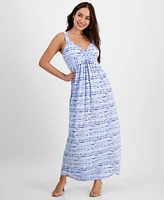 Jamie & Layla Petite Printed Twist-Front Sleeveless Maxi Dress