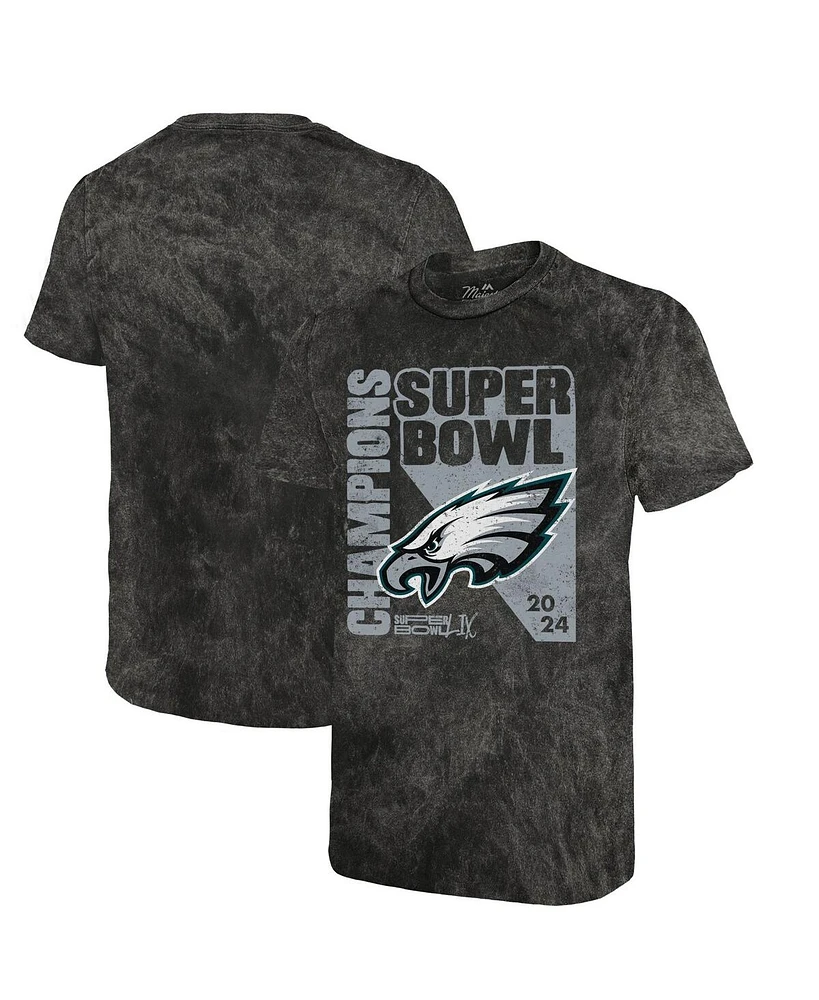 Majestic Threads Men's Black Philadelphia Eagles Super Bowl Lix Champions Mineral Wash T-Shirt