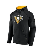 Fanatics Men's Black Pittsburgh Penguins Iconic Defender Raglan Pullover Hoodie