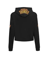 Pro Standard Women's Black Oklahoma City Thunder 2024/25 Edition Chenille Applique Cropped Pullover Hoodie