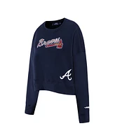 Pro Standard Women's Navy Atlanta Braves Game Day Classics Crewneck Pullover Sweatshirt