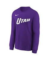 Nike Big Boys and Girls Purple Utah Jazz 2024/25 City Edition Wordmark Performance Long Sleeve T-Shirt