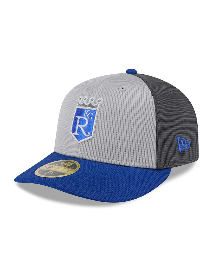 New Era Men's Gray/Royal Kansas City Royals 2025 Batting Practice Low Profile 59FIFTY Fitted Hat