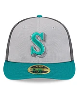 New Era Men's Gray/Aqua Seattle Mariners 2025 Batting Practice Low Profile 59FIFTY Fitted Hat