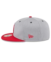 New Era Men's Gray/Red Los Angeles Angels 2025 Batting Practice 59FIFTY Fitted Hat