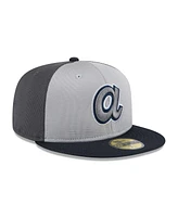 New Era Men's Gray/Navy Atlanta Braves 2025 Batting Practice 59FIFTY Fitted Hat