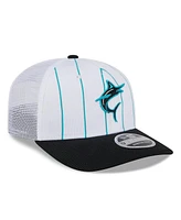 New Era Men's White/Black Miami Marlins 2025 Batting Practice 9SEVENTY Stretch-Snap Trucker Hat