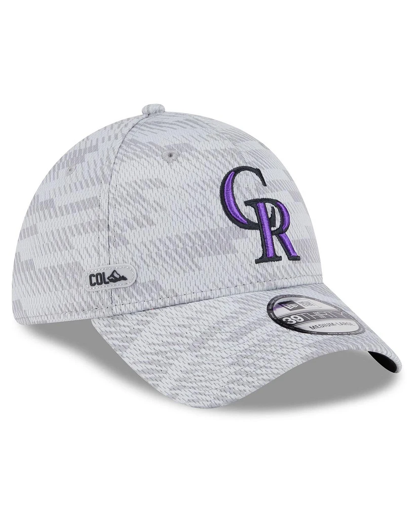 New Era Men's Gray Colorado Rockies 2025 Mlb Clubhouse 39THIRTY Flex Hat
