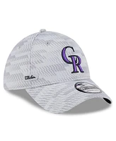 New Era Men's Gray Colorado Rockies 2025 Mlb Clubhouse 39THIRTY Flex Hat