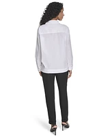 Calvin Klein Women's Collared Button-Front Cotton Shirt