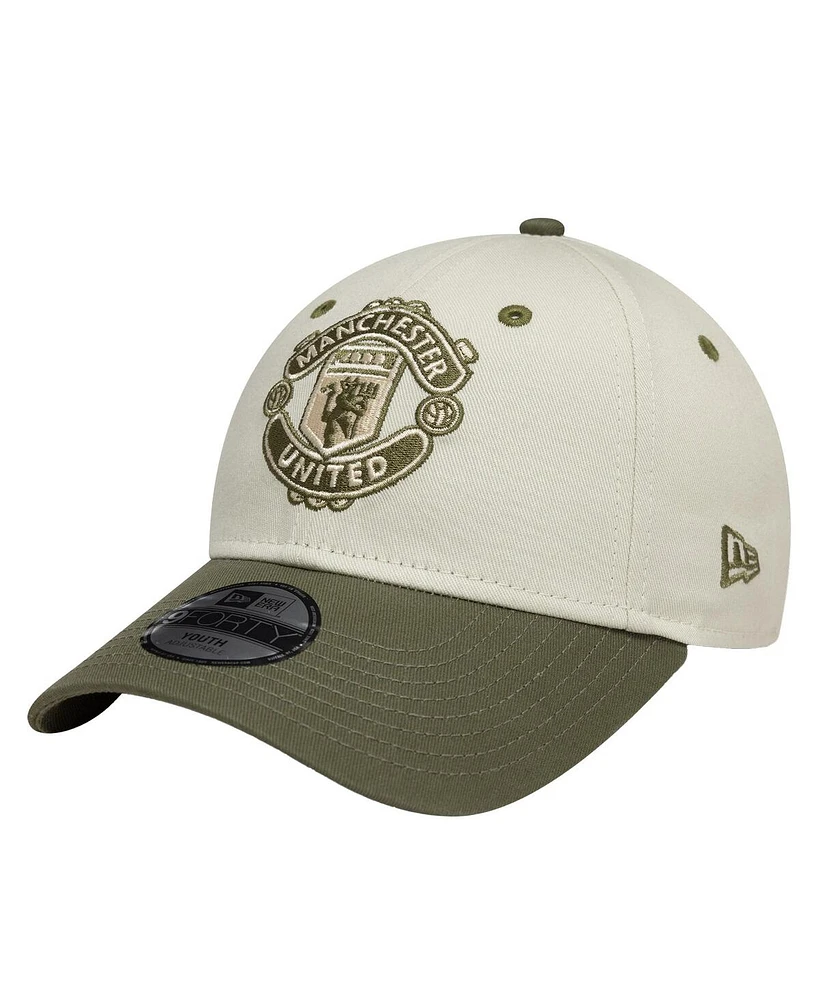 New Era Big Boys and Girls Tan Manchester United Contrast 9FORTY Adjustable Hat