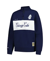 Mitchell & Ness Women's Navy Chicago Cubs Quarter-Zip Pullover Top