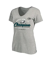 Fanatics Women's Heather Gray Philadelphia Eagles Super Bowl Lix Champions Plus Prestigious Run Tri-Blend V-Neck T-Shirt