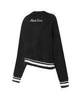 Pro Standard Women's Black Atlanta Braves Cultivated-Pearl Cropped Pullover Sweatshirt