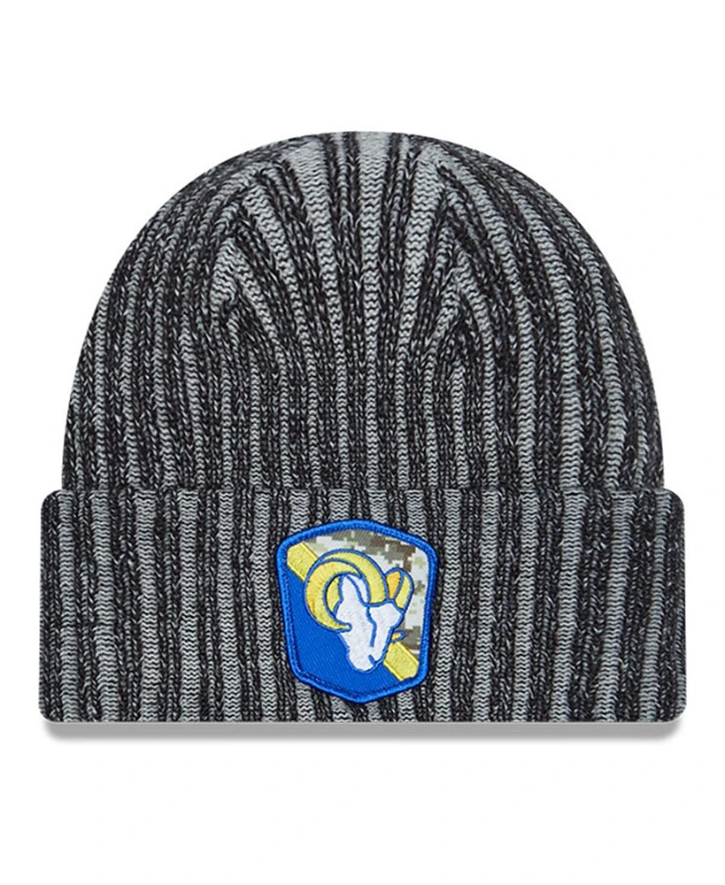 New Era Big Boys and Girls Black Los Angeles Rams 2023 Salute To Service Cuffed Knit Hat