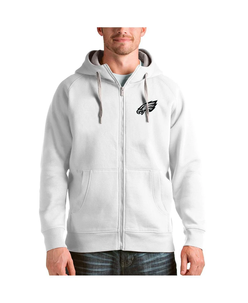 Antigua Men's White Philadelphia Eagles Victory Full-Zip Hoodie