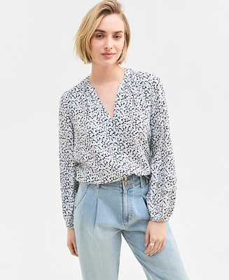 On 34th Trendy Plus Shadow Floral Button-Front Blouse, Exclusively at Macy's