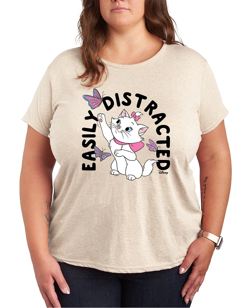 Hybrid Apparel Trendy Plus The Aristocats Easily Distracted Graphic Crew Neck T-Shirt