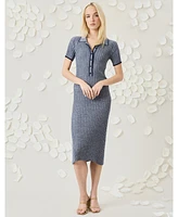 Luxely Women's Cotton Ribbed Button-Front Sweater Dress